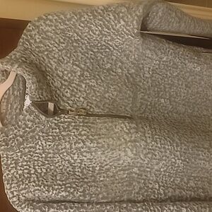 Time and Tru Womens Textured Gray Zip-Up Sweater